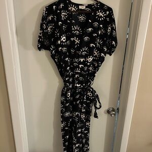 Cost Plus World Market Black and White Eye Print Jumpsuit